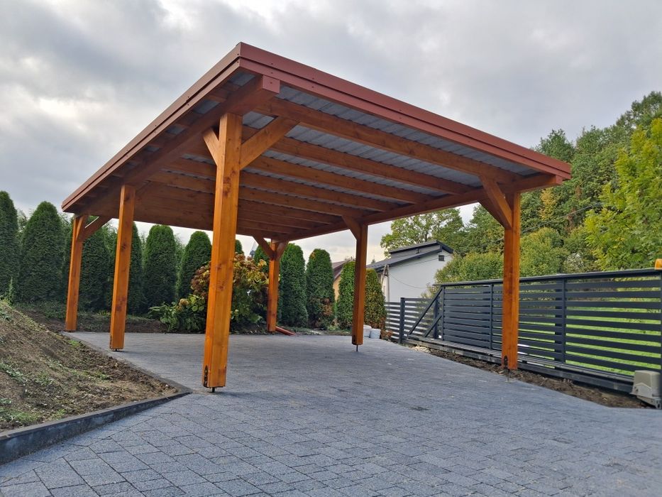 Wiata garażowa drewniana carport zadaszenie tarasu garaż