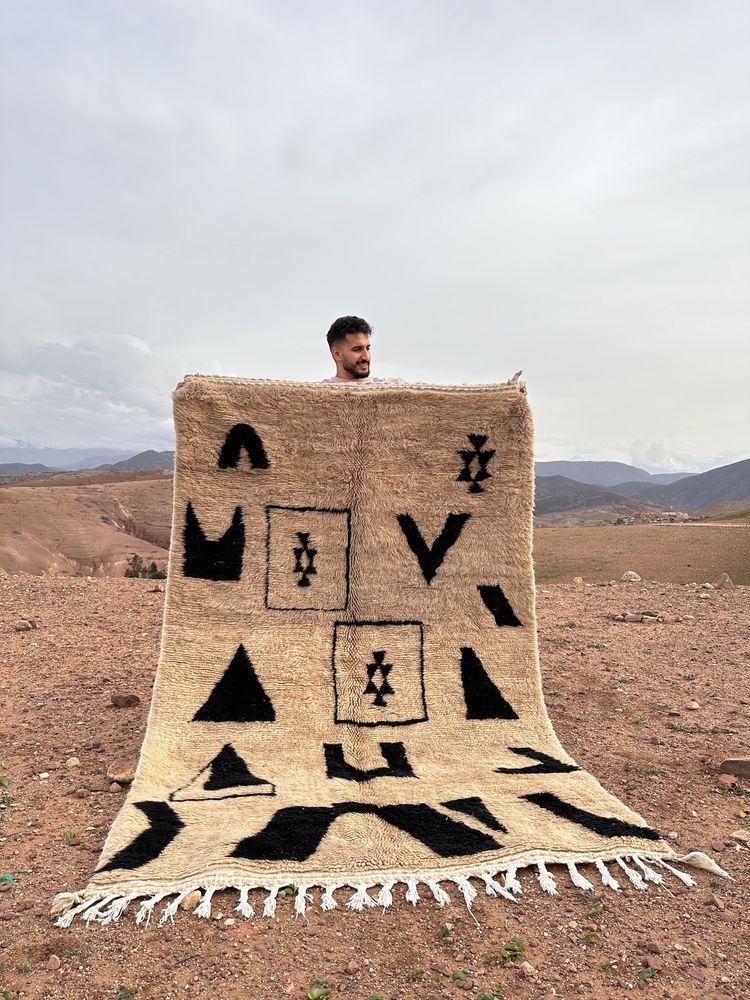 Nowy brązowy marokański dywan wełniany Beni Ourain, handmade