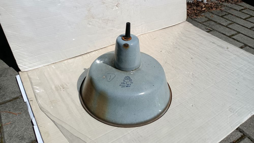 Stara Lampa Klosz 32 cm Emalia LOFT Industrialna Polska Metalowa