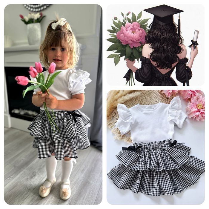 Nikol Kids Fashion biała bluzka w prążek z koronką exclusive 86 cm