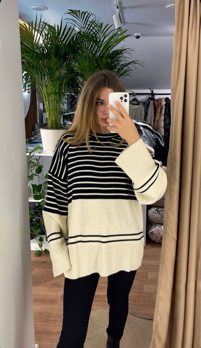 Светр оверсайз в смужку, xs s m