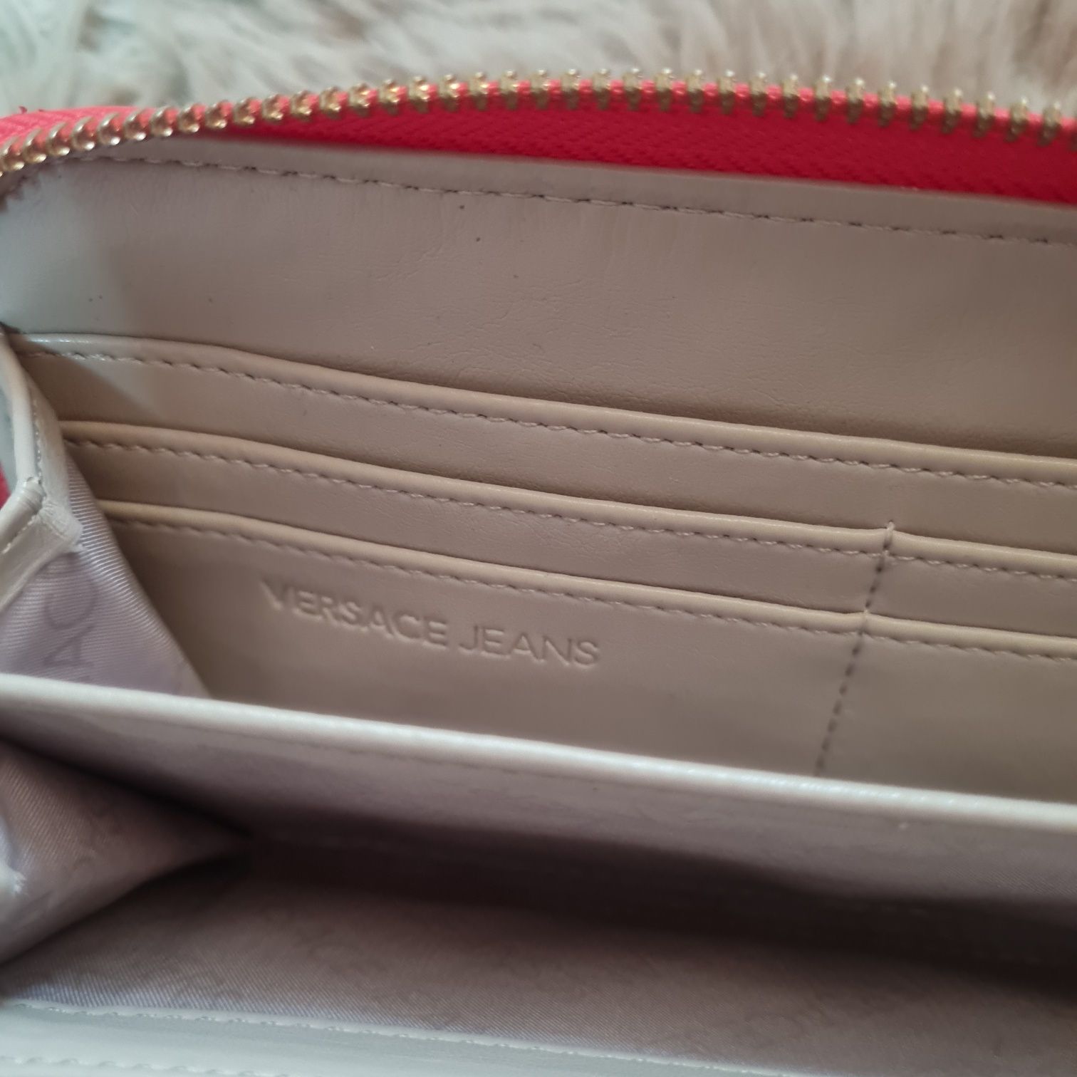 Versace Jeans czerwony duzy portfel 20x11 cm wallet  ma obdarte rogi c