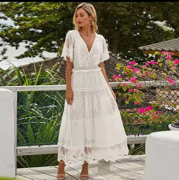 Suknia koronkowa boho M