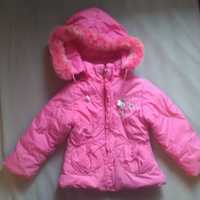 Фирменная красивая теплая зимняя куртка пуховик на девочку розовая