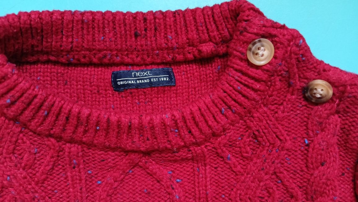 Sweter ciepły świąteczny (lub nie) czerwony Next rozm. 86 (12-18m.)