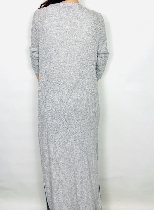 Długi cienki kardigan szary melanż L 40 New Look