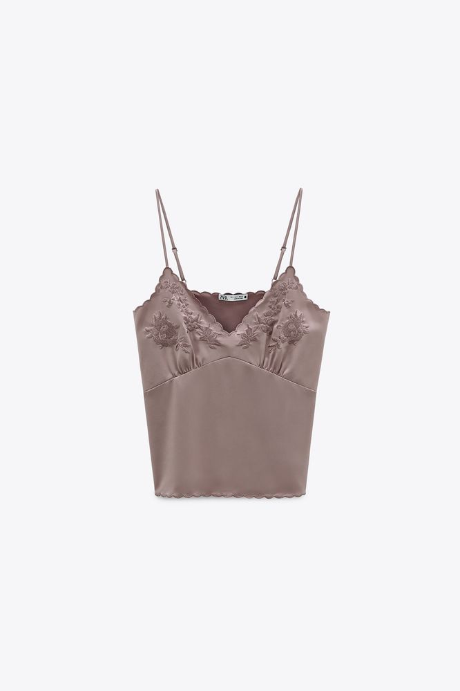 Top acetinado mauve ZARA