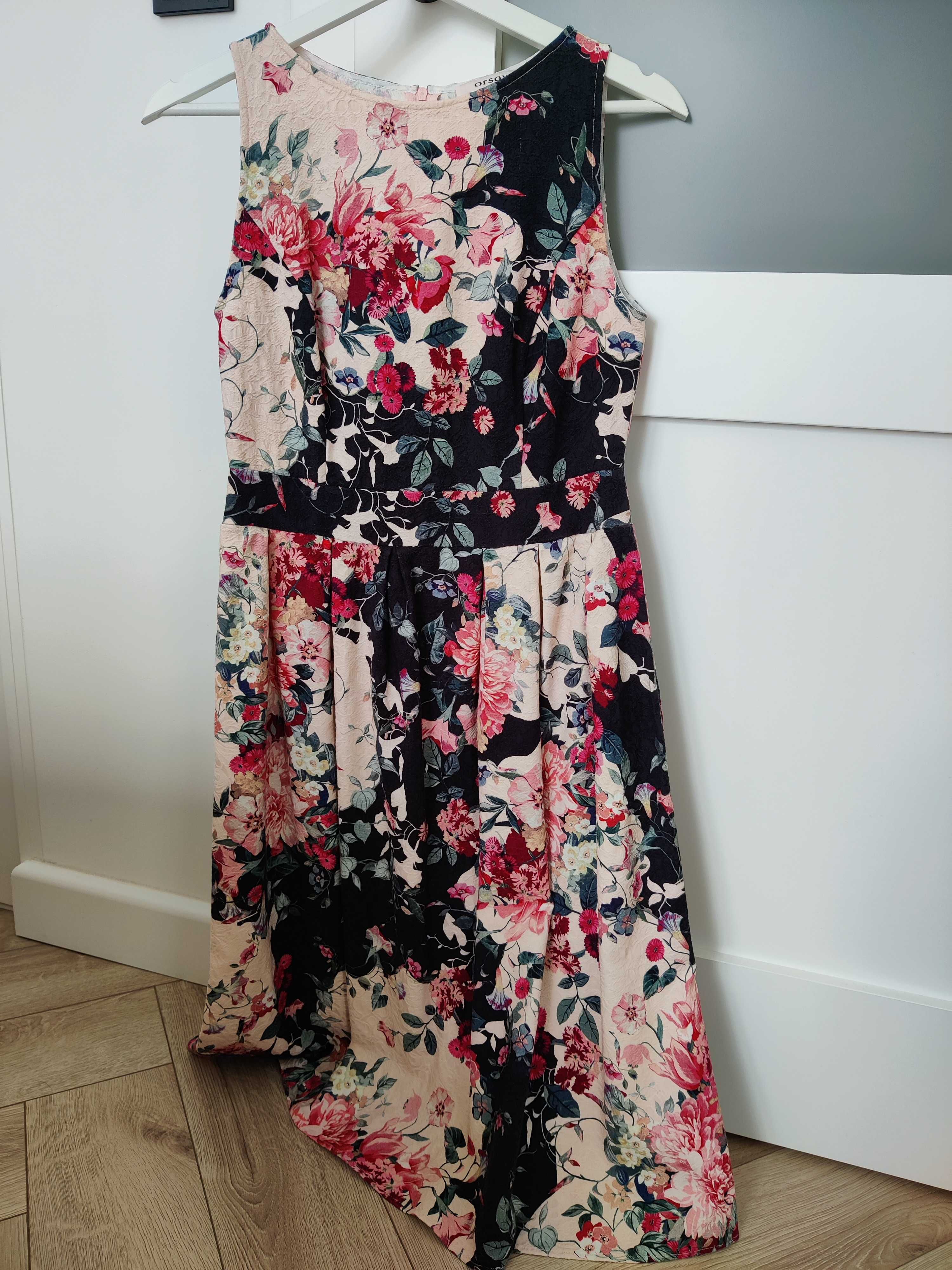 Granatowa sukienka midi w kwiaty Orsay r. 38 (M)
