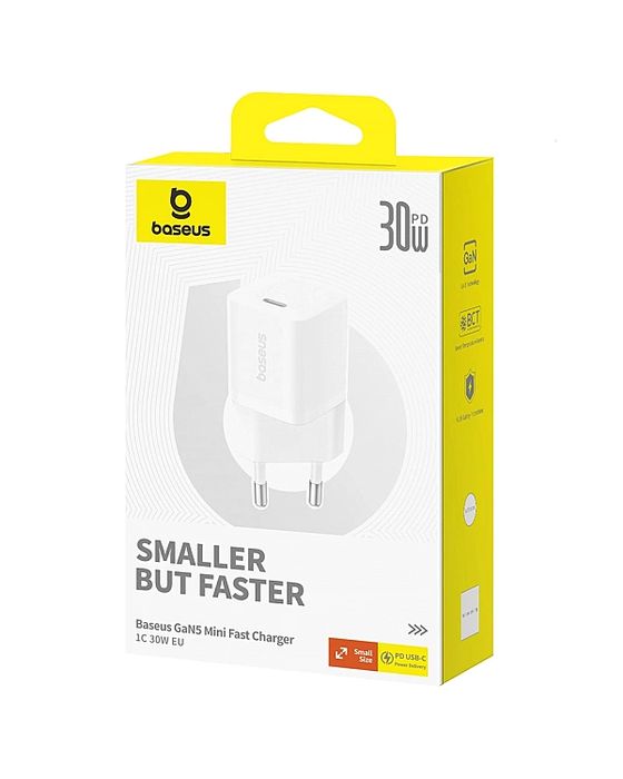 Miniładowarka sieciowa Baseus GaN5/30W USB-C - biała