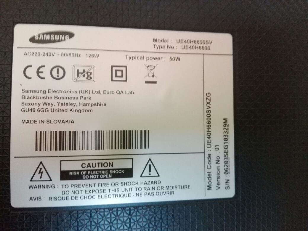 Samsung 40 cali zbity bez płyty