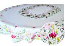 Obrus w kolorowe kwiaty owalny 140x220 cm plamoodporny