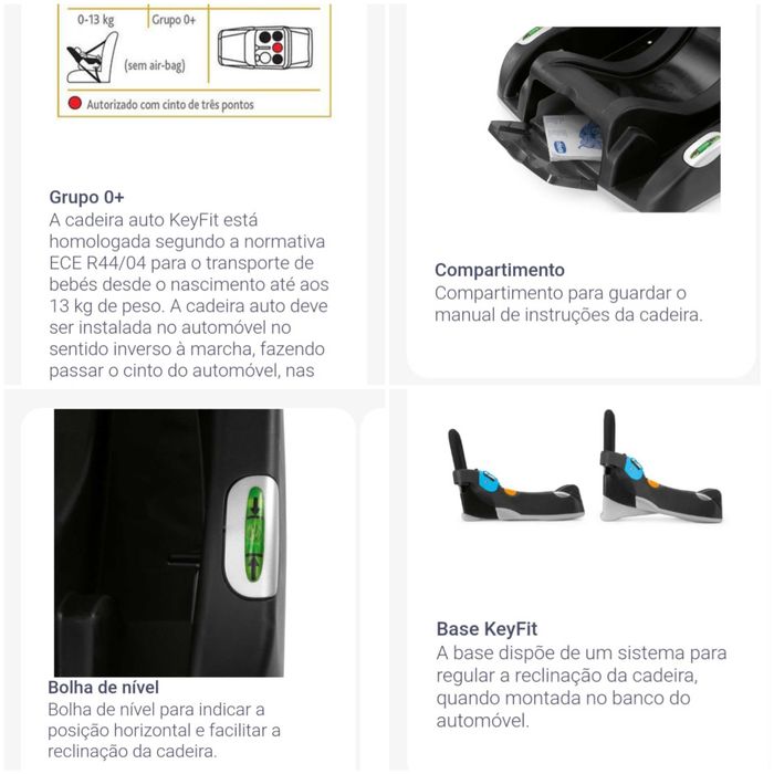 Vendo Carrinho + Ovo com base de fixação CHICCO