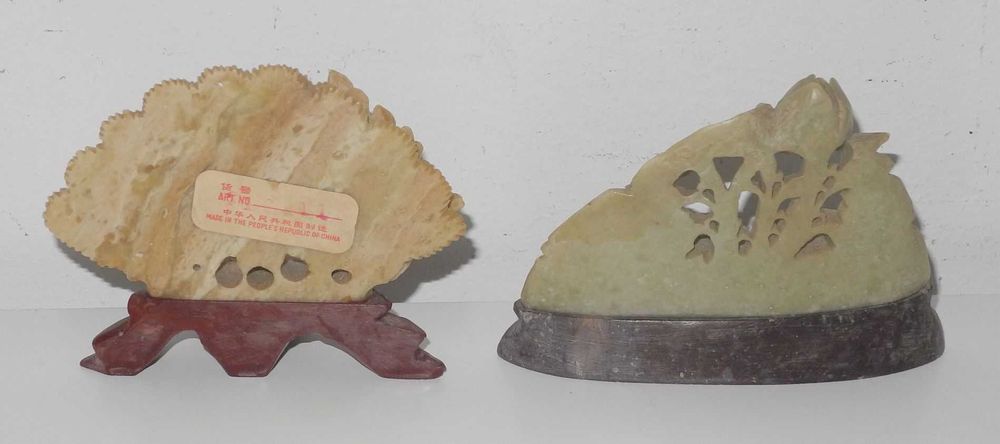 KAMIEŃ MYDLANY - 2 figurki z ptakami - CHINY