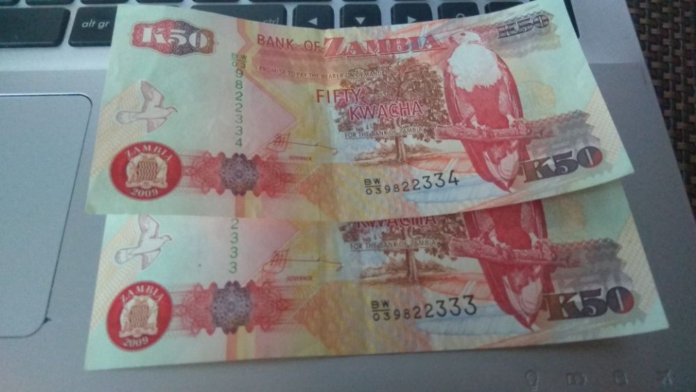 Banknoty Zambii Stan Kolekcjonerski Kwacha 50 2 sztuk okazja!