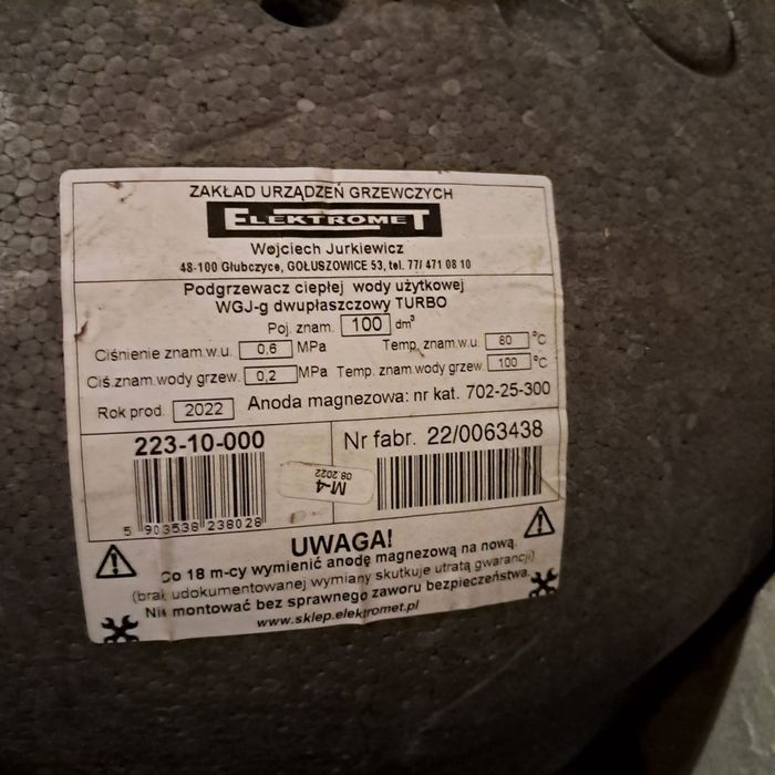 Witam sprzedam boiler elektryczny 100 litrów