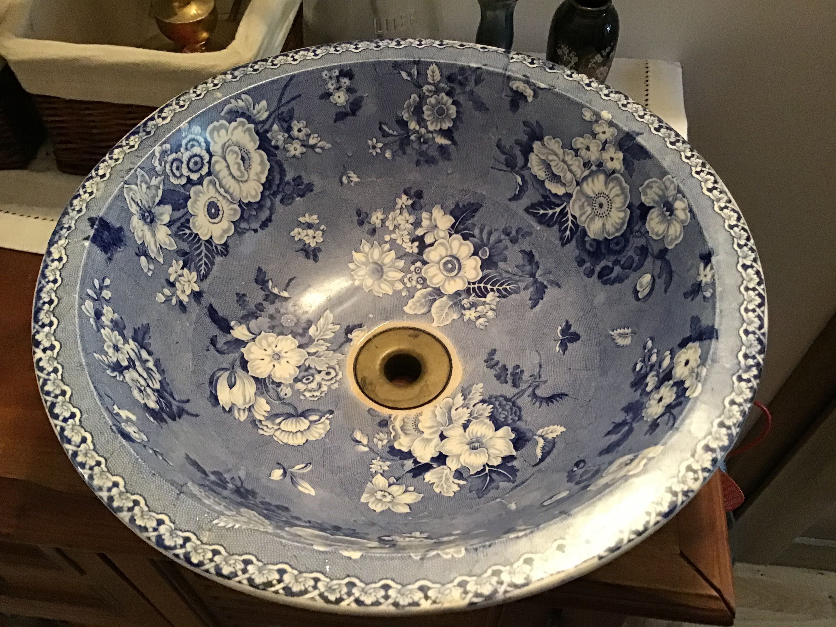 Ceramiczny zlew Victorian blue & white