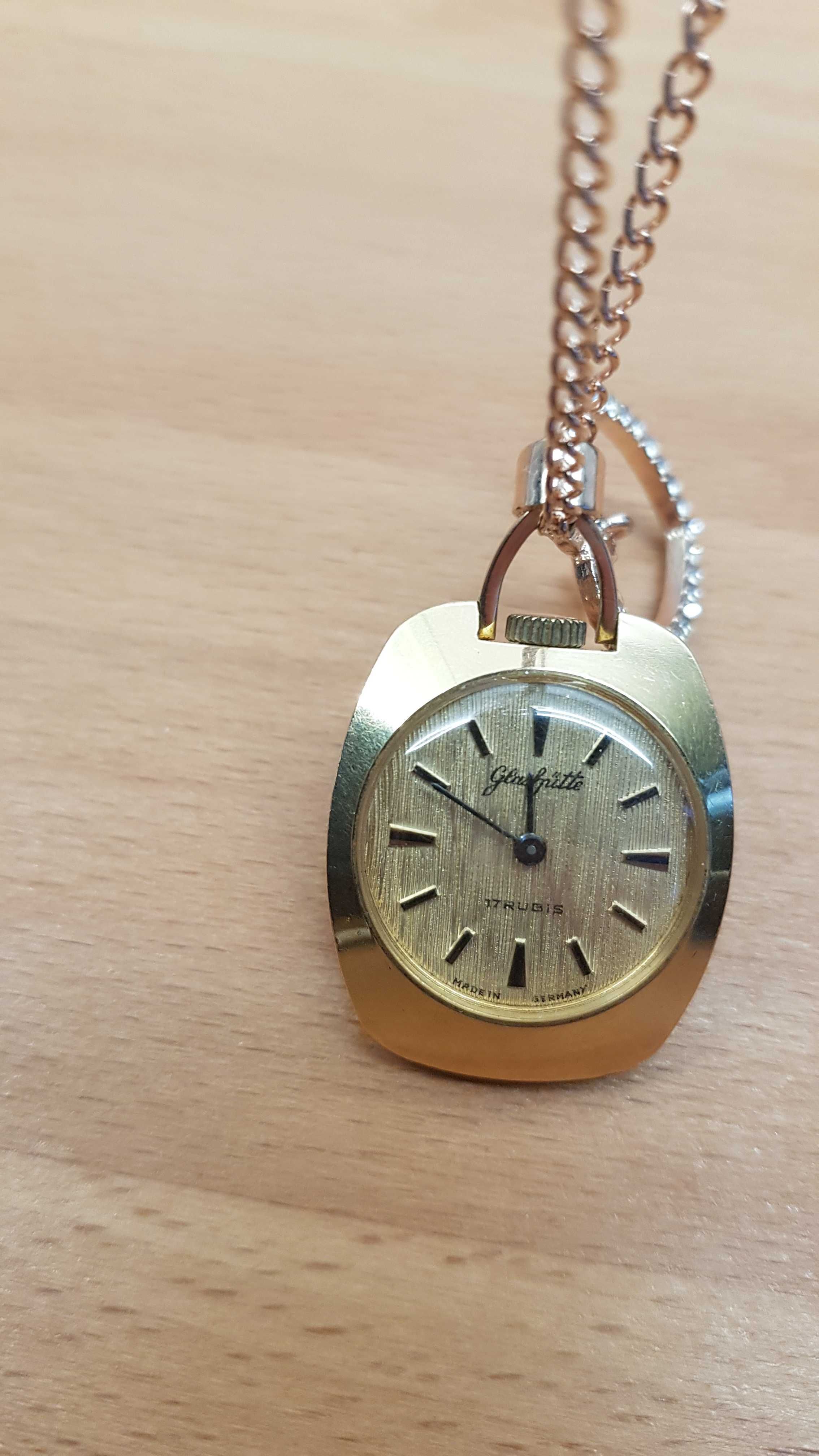 Zegarek mechaniczny *Glashutte* wisiorek/naszyjnik+Gratis!