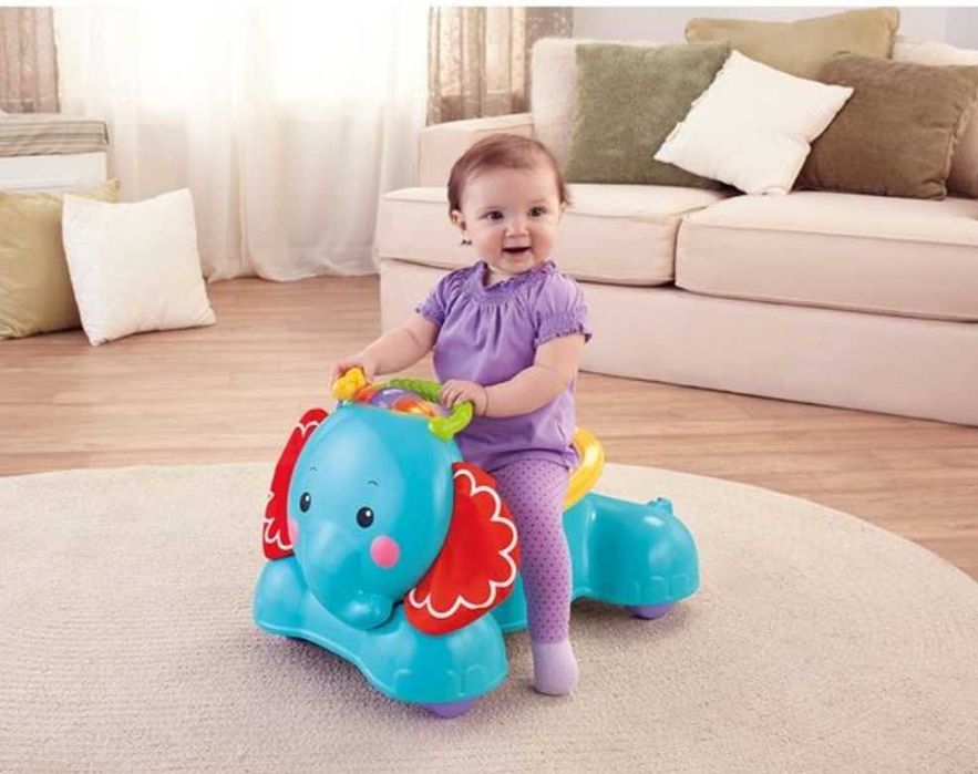 Skoczek, jeździk, pchacz, słonik, Fisher Price