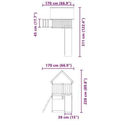 Parque de diversões em madeira de pinho impregnada, para brincar
