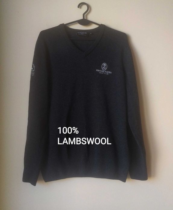 Grafitowy wełniany sweter oversize,100% wełna owcza, rozmiar M
