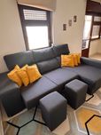 Sofá chaise longue MARBELLA com baú e puffs