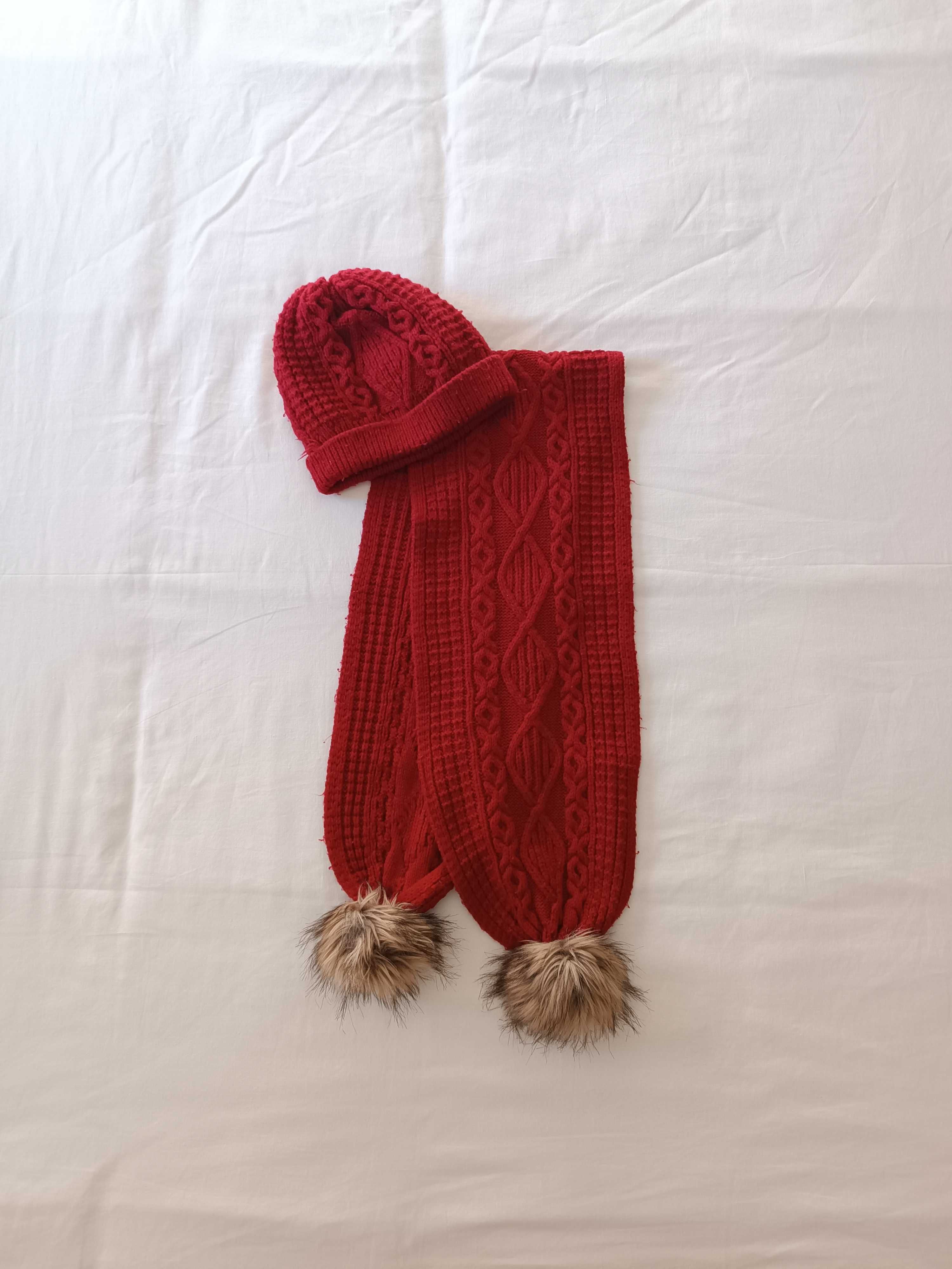 Conjunto ( gorro + cachecol ) vermelho
