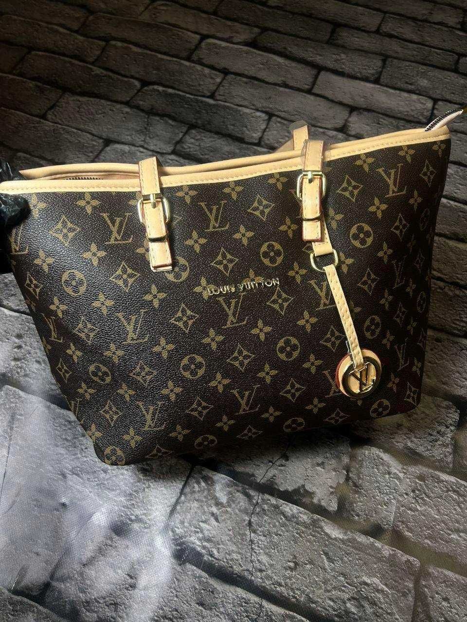 НАЙНИЖЧА ЦІНА!! Люкс брендовая коричневая сумка шопер Louis Vuitton LV