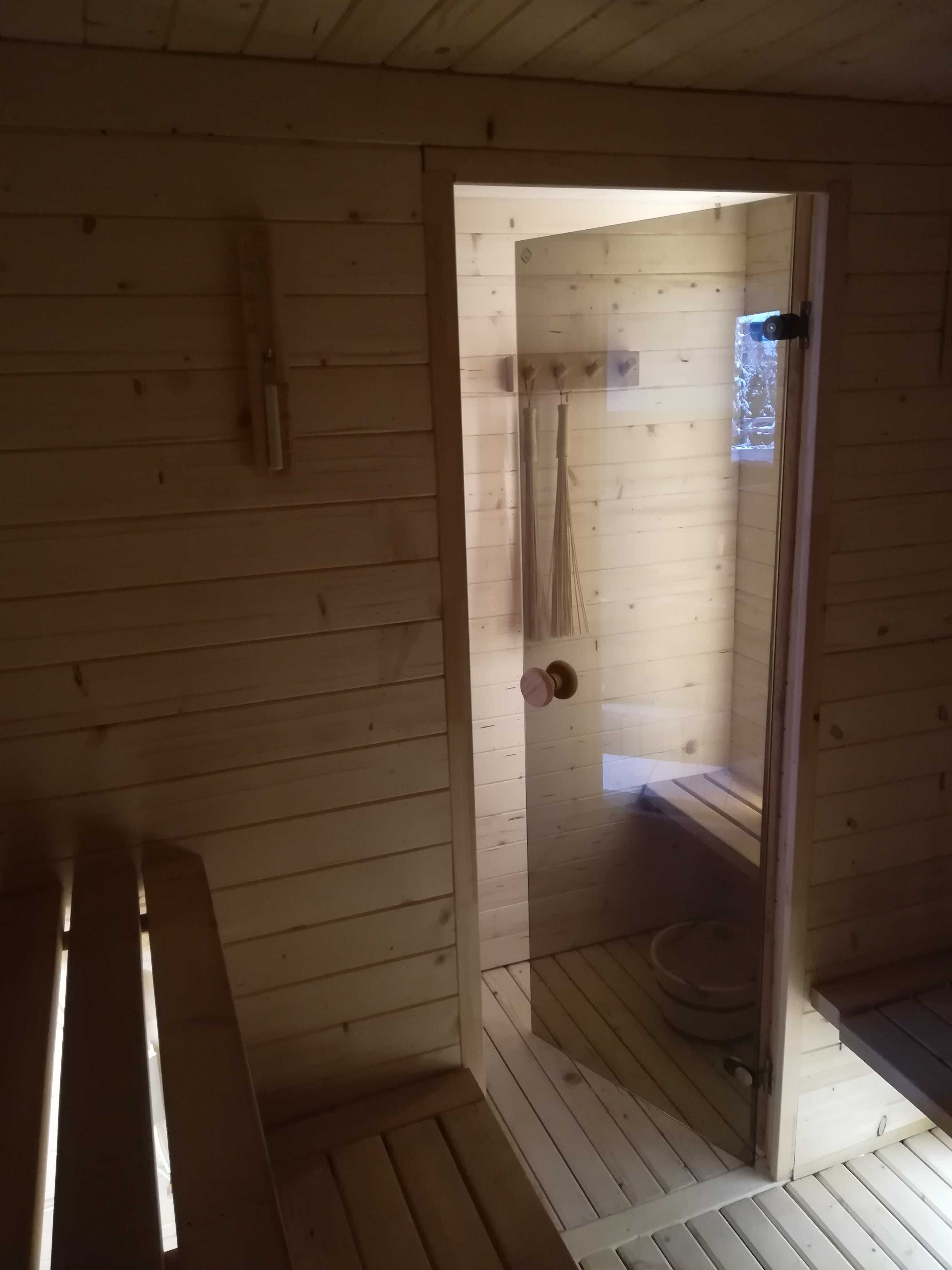 Sauna ogrodowa - sucha, ocieplana, przedsionek (gotowa do odbioru)