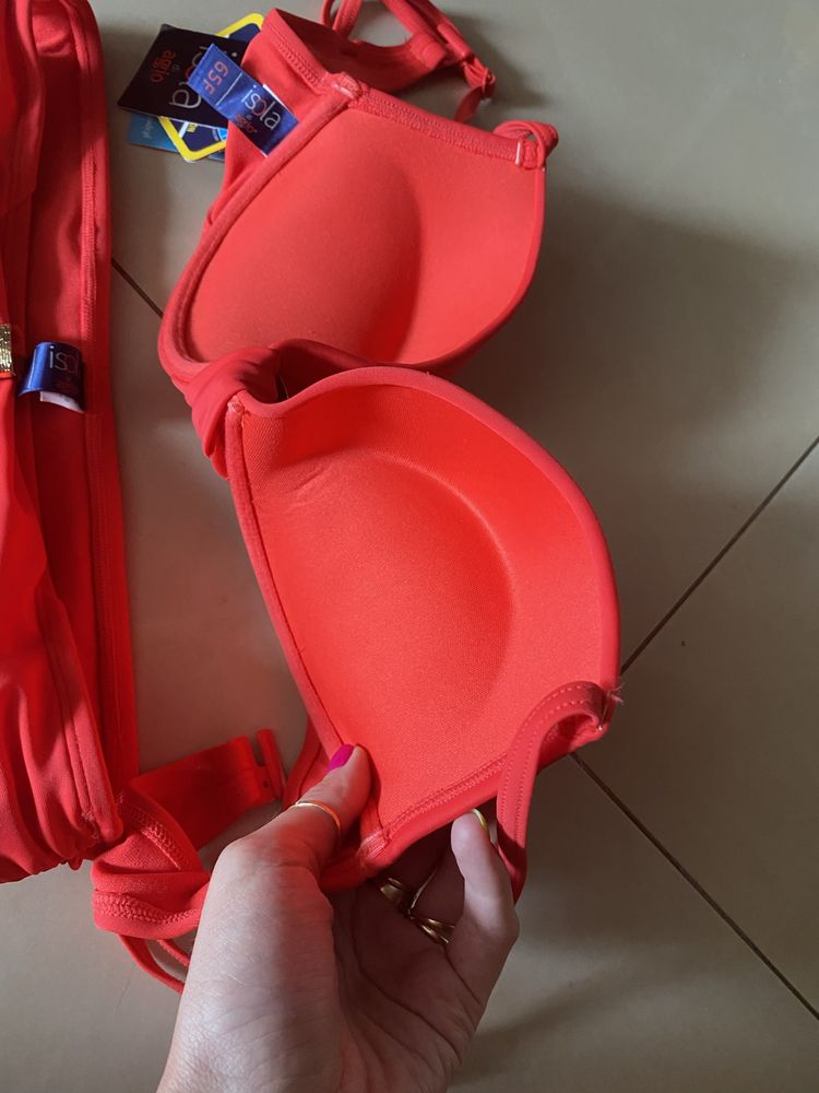 Nowy strój kąpielowy push up czerwony S 65f