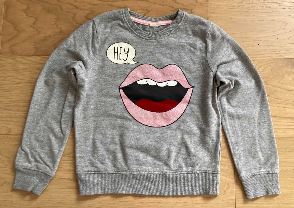 Bluza szara dziewczęca usta Kuniboo r. 122/128