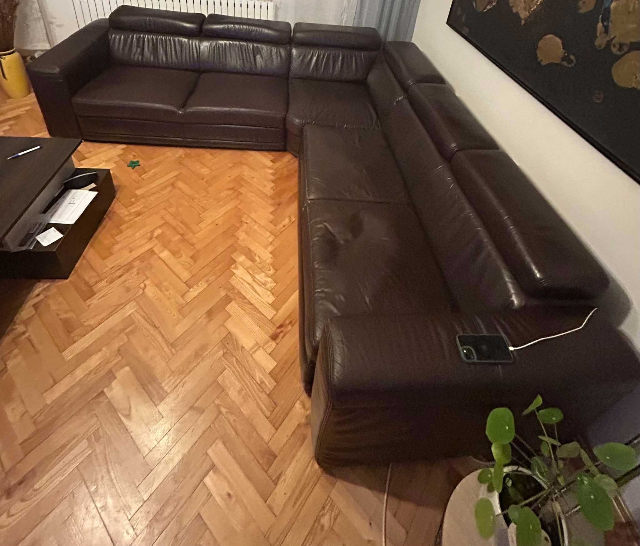Narożnik wypoczynkowy skórzany z funkcją spania