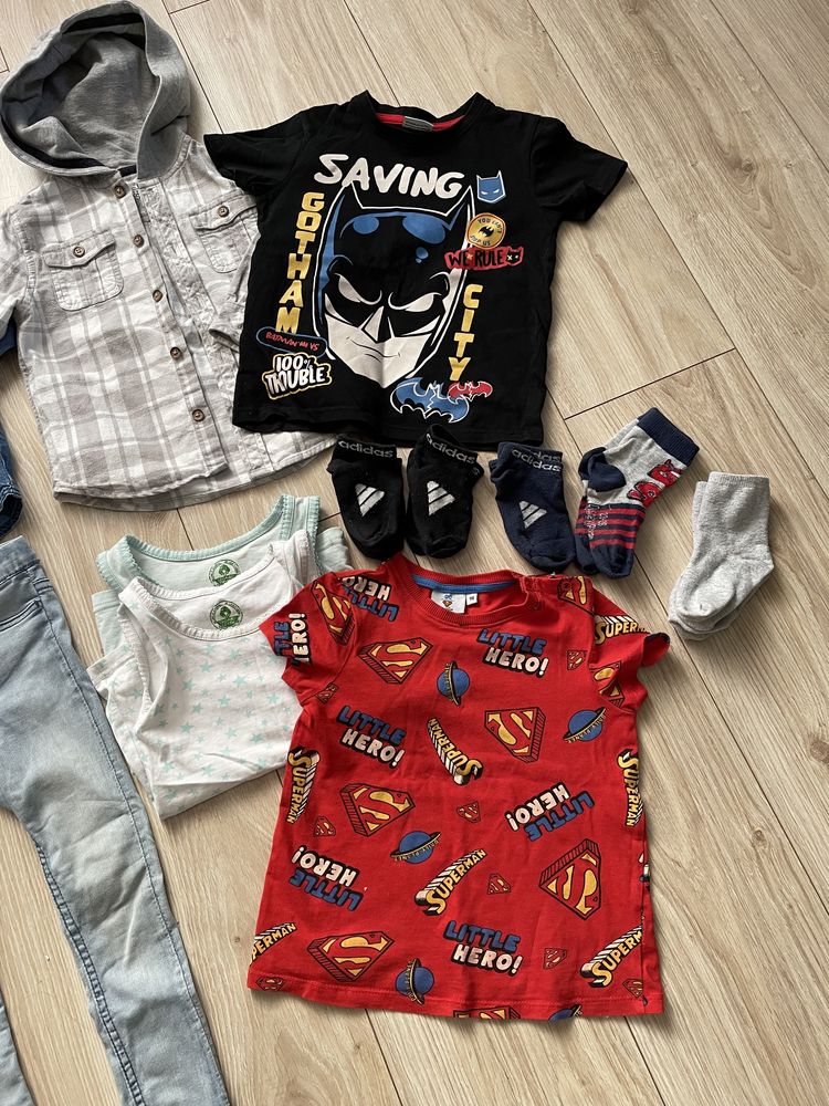 Zestaw 98 H&M skinny bliza Adidas sakrpetki Batman Superman Rebel