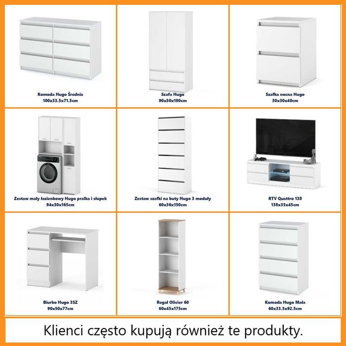 Szafka Łazienkowa Wisząca Nad Umywalkę 60cm Bezuchwytowa Pojemna Biała