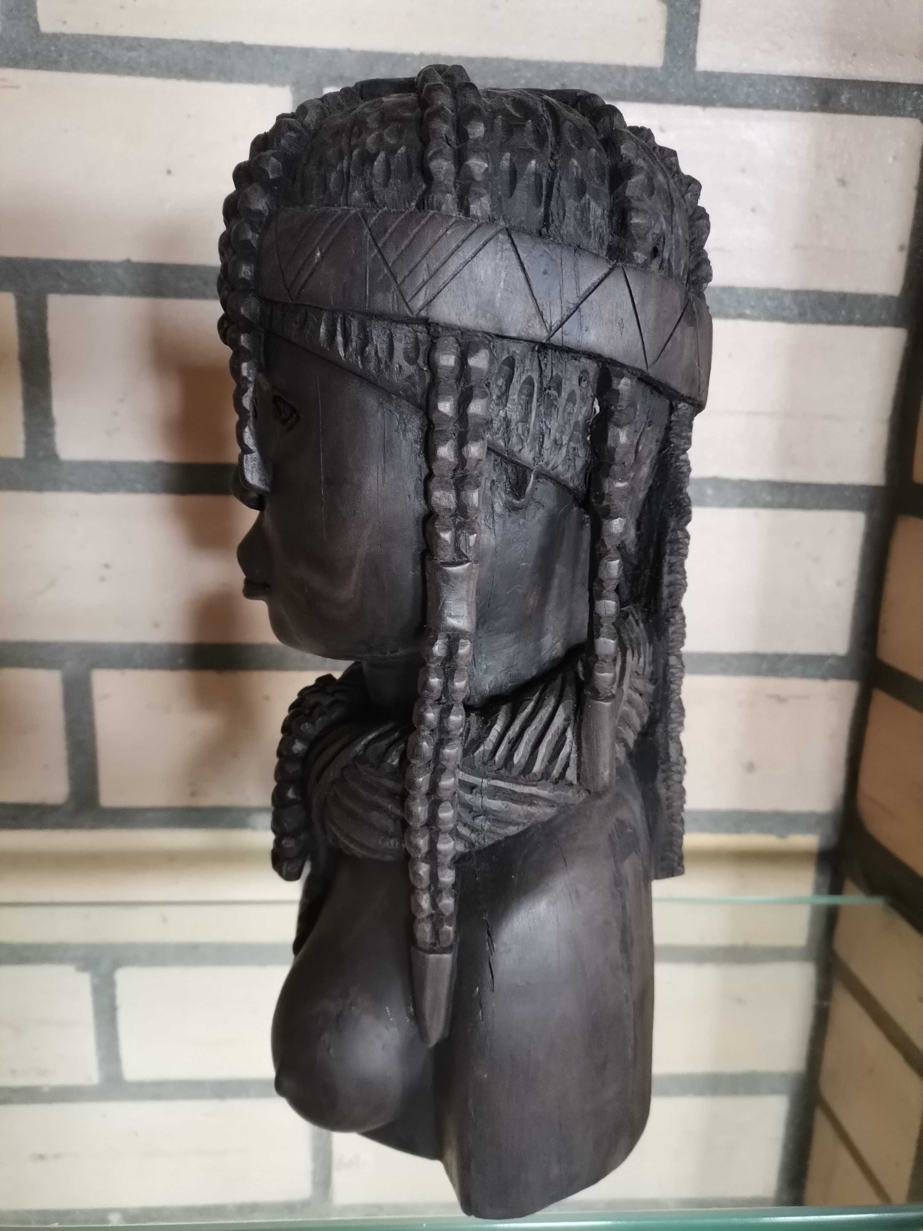 Peça escultura busto senhora africano angolano
