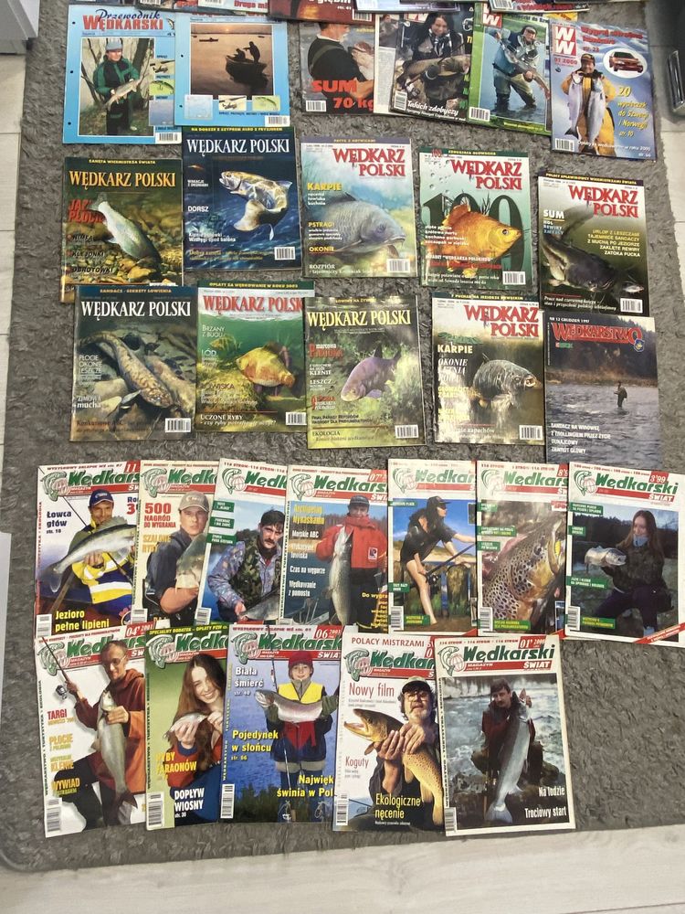 Zestaw czasopism wędkarskich , prenumerata wędkarska ,ryba