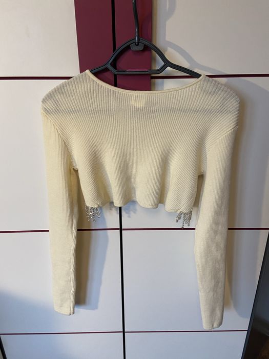 Bluzka z odkrytymi plecami i cyrkoniami Zara S święta sylwester