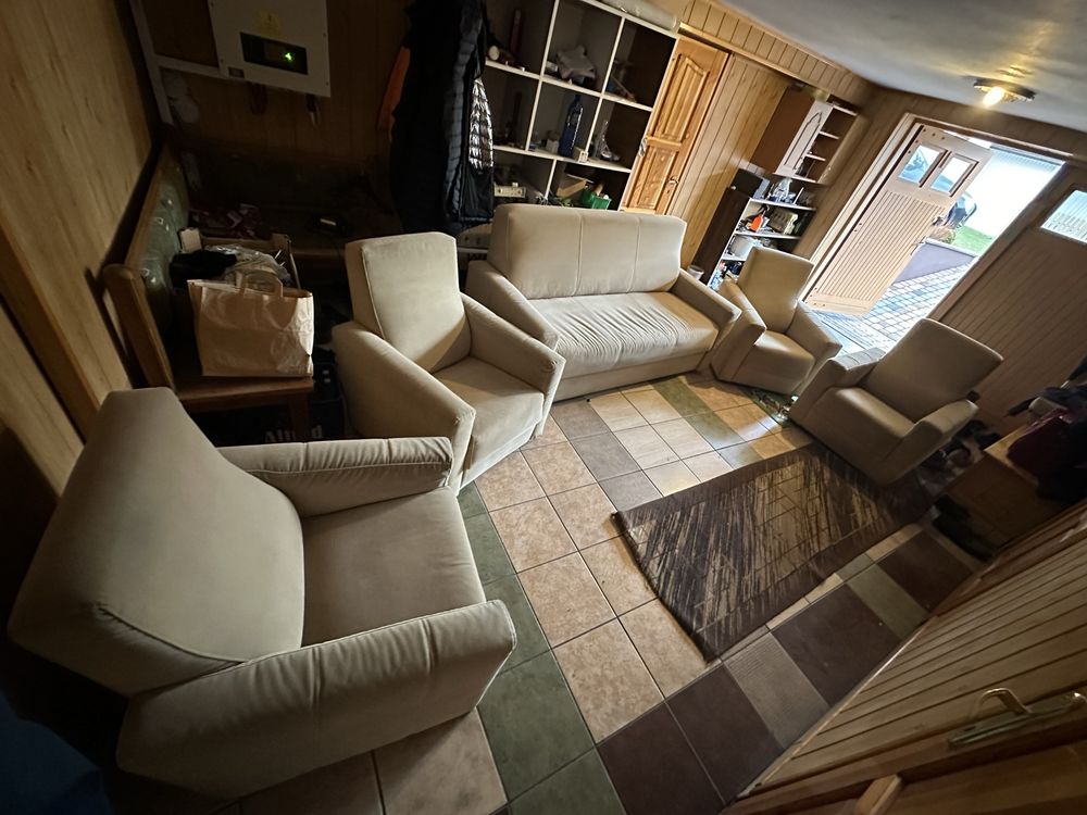 Zestaw mebli tapicerowanych kanapa sofa 4 fotele komplet wypoczynkowy