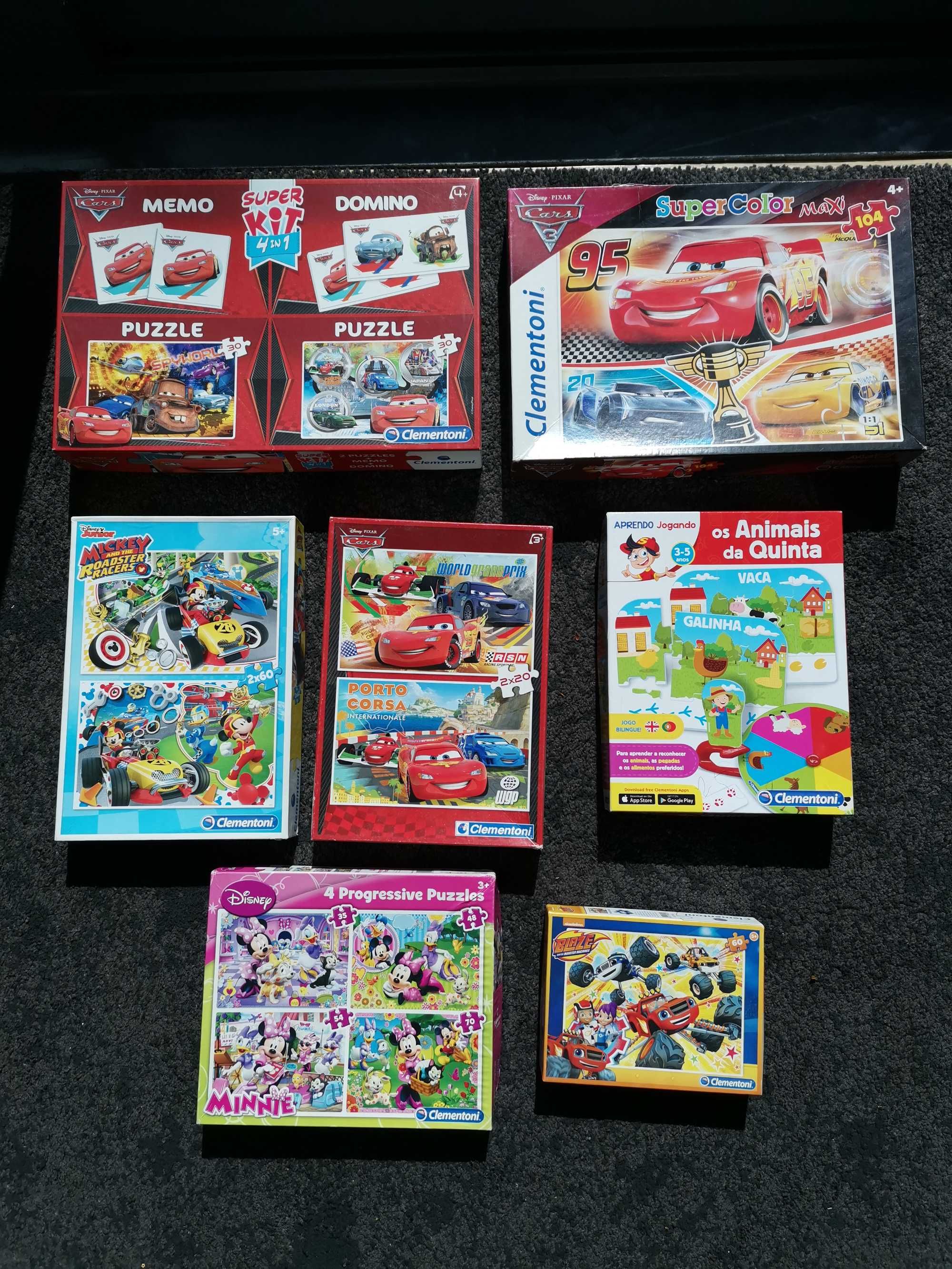 7 Puzzels - (3Cars - 1Mickey - 1Minnie - 1Blaze - 1Animais da quinta)