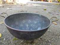 Durszlak miedziany stary 17cm/31cm