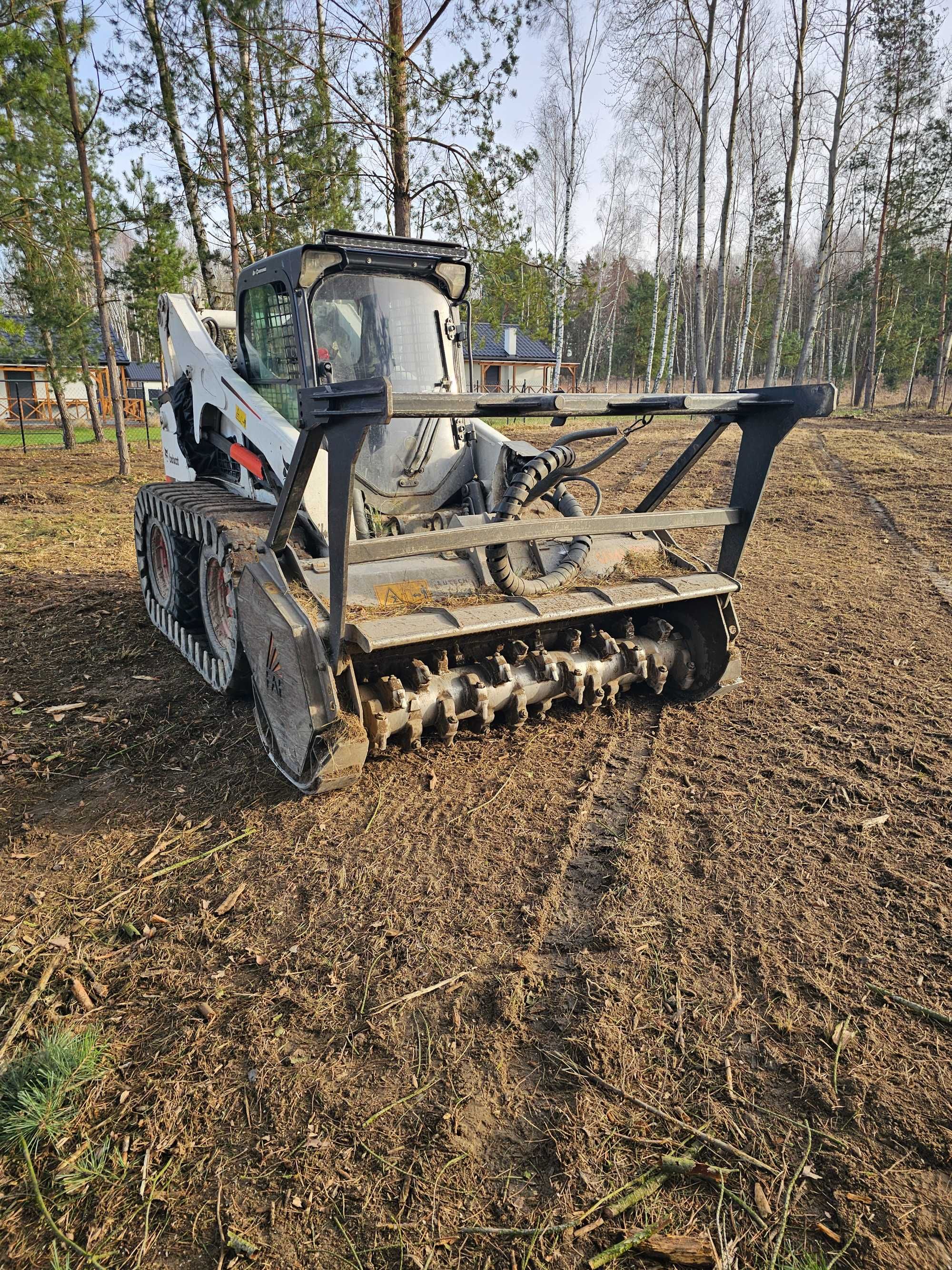 Karczowanie, mulczowanie, oczyszczanie działek, mulczer leśny bobcat.