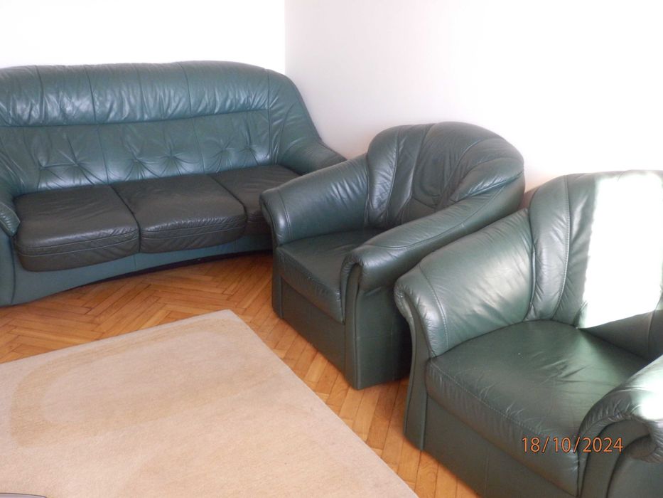 Nowa cena Zestaw sofa 3 osobowa plus 2 fotele, skóra naturalna