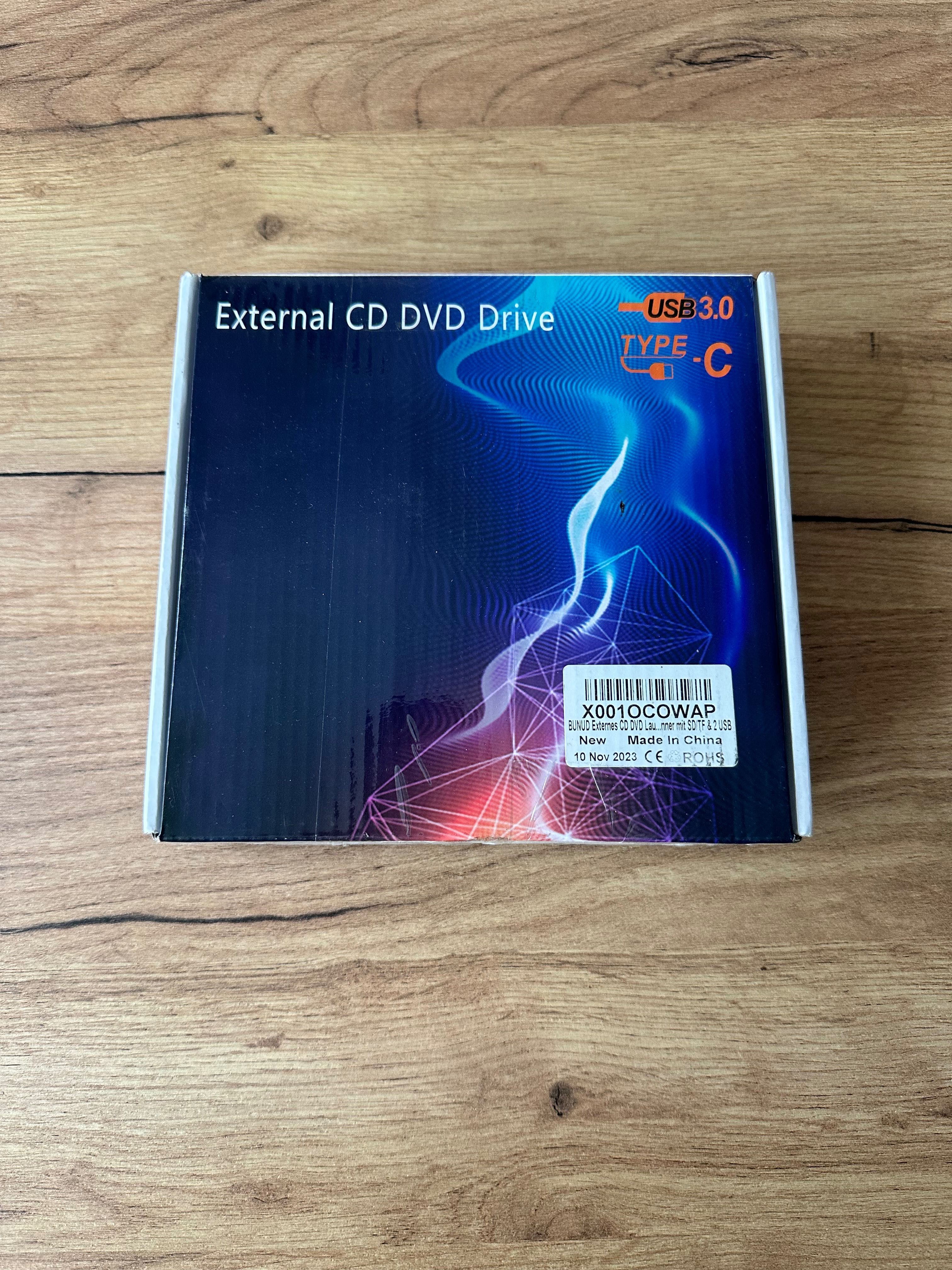 BUNUD Zewnętrzny odtwarzacz CD DVD USB 3.0 Type-C