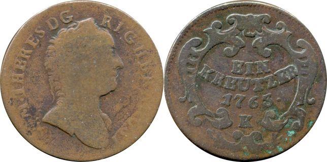 00168 - Austria, Maria Teresa, 1 krajcar 1763 K