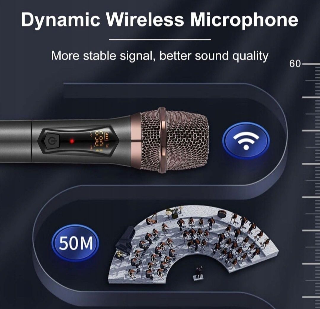 Zestaw Mikrofonów Aveek Do Karaoke UHF ALPOWL PLUG AND PLAY
