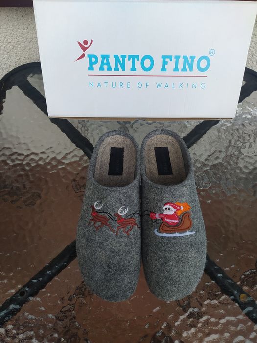 Kapcie buty wełna 40/41 Panto Fino damskie filc szare