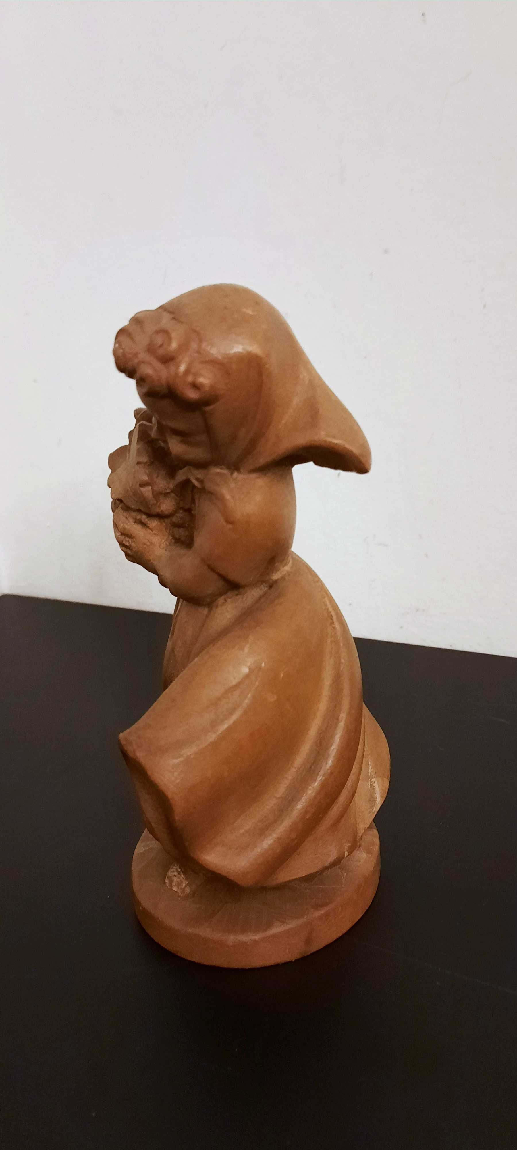 Drewniana Figurka Rzeźba Drewno Sygnowana