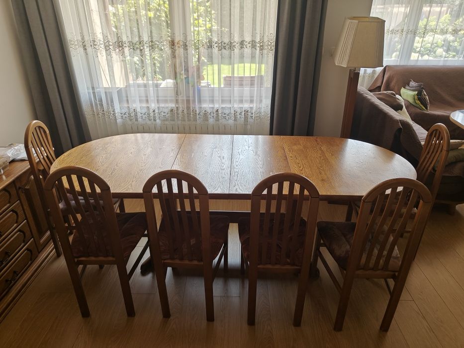 Stół dębowy rozkładany drewniany dąb + 12x krzesło do jadal