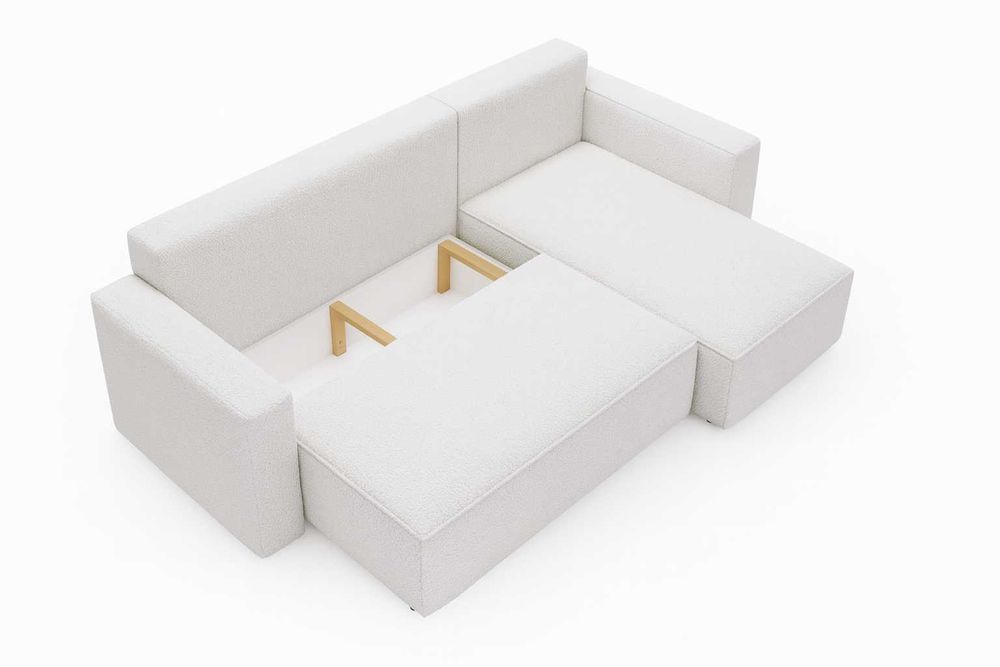 Narożnik NOYO 230cm z funkcją spania pojemnik na pościel boucle