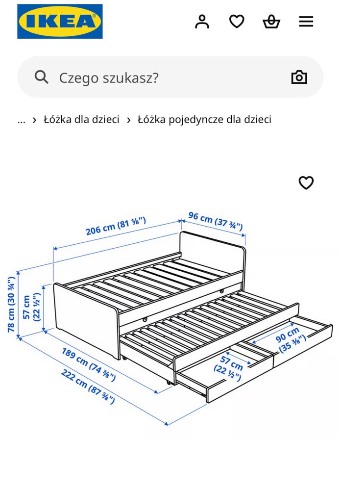 Łóżko SLAKT Ikea - podwójne