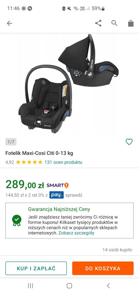 Łupina nosidło fotelik Maxi cosi City